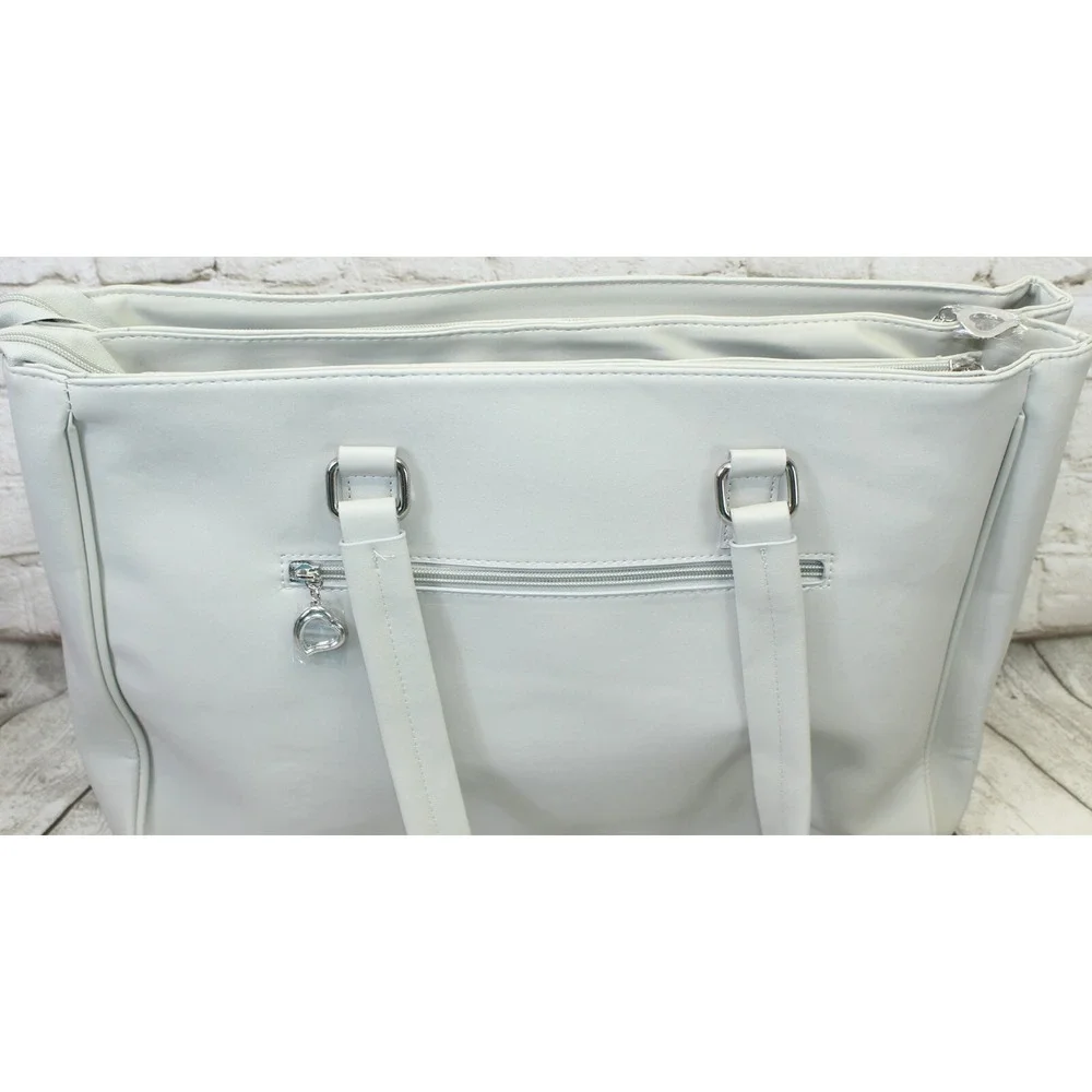 BELLA RUSSO Extra Large Purse TOTE LAPTOP BAG Shoulder Bag TRAVEL Grey 2 ZIPPERS